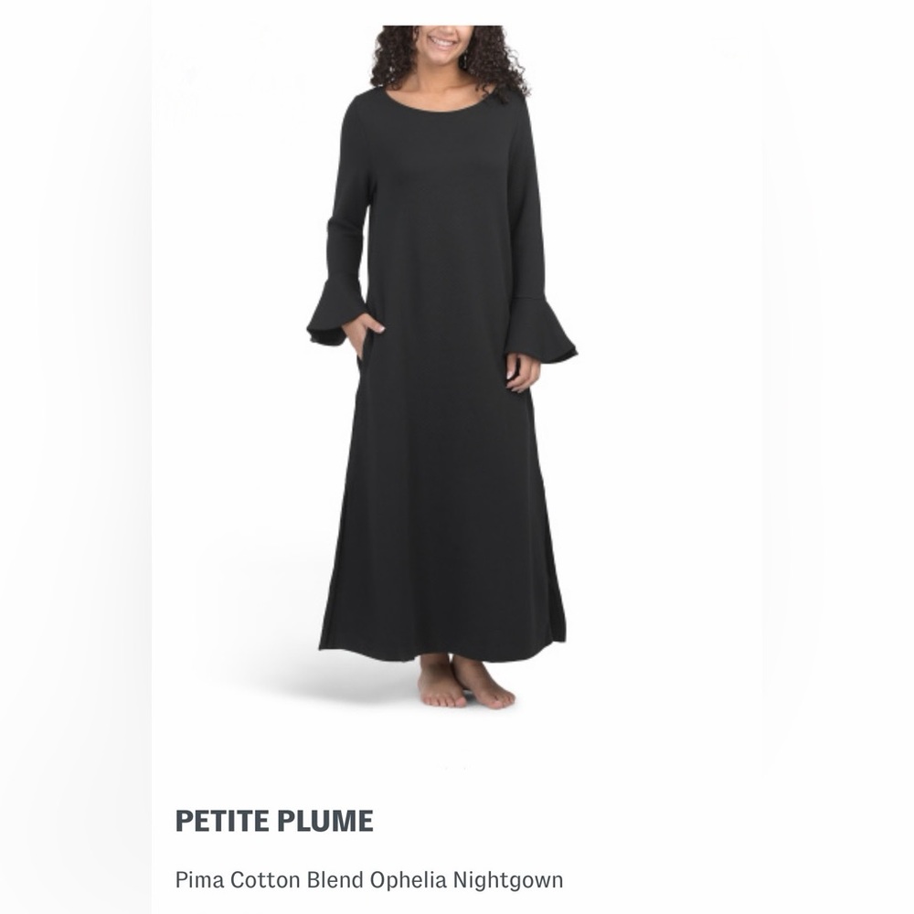 Petite Plume Pima Cotton Ophelia Nightgown - Black Medium